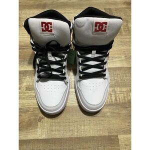 DC CURE HI TOP Shoes Men's Size 10 White/Red/Black Skateboard Leather Upper Shoe